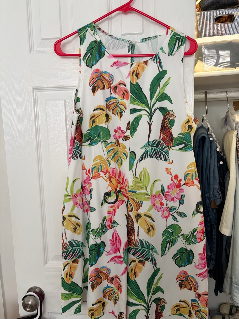 SHEIN White Tropical Floral A-Line Dress